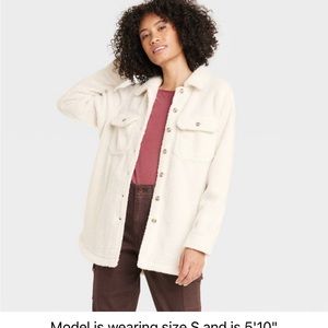 Universal Thread Women’s Button-down Sherpa Shacket Blazer Cream Size Small